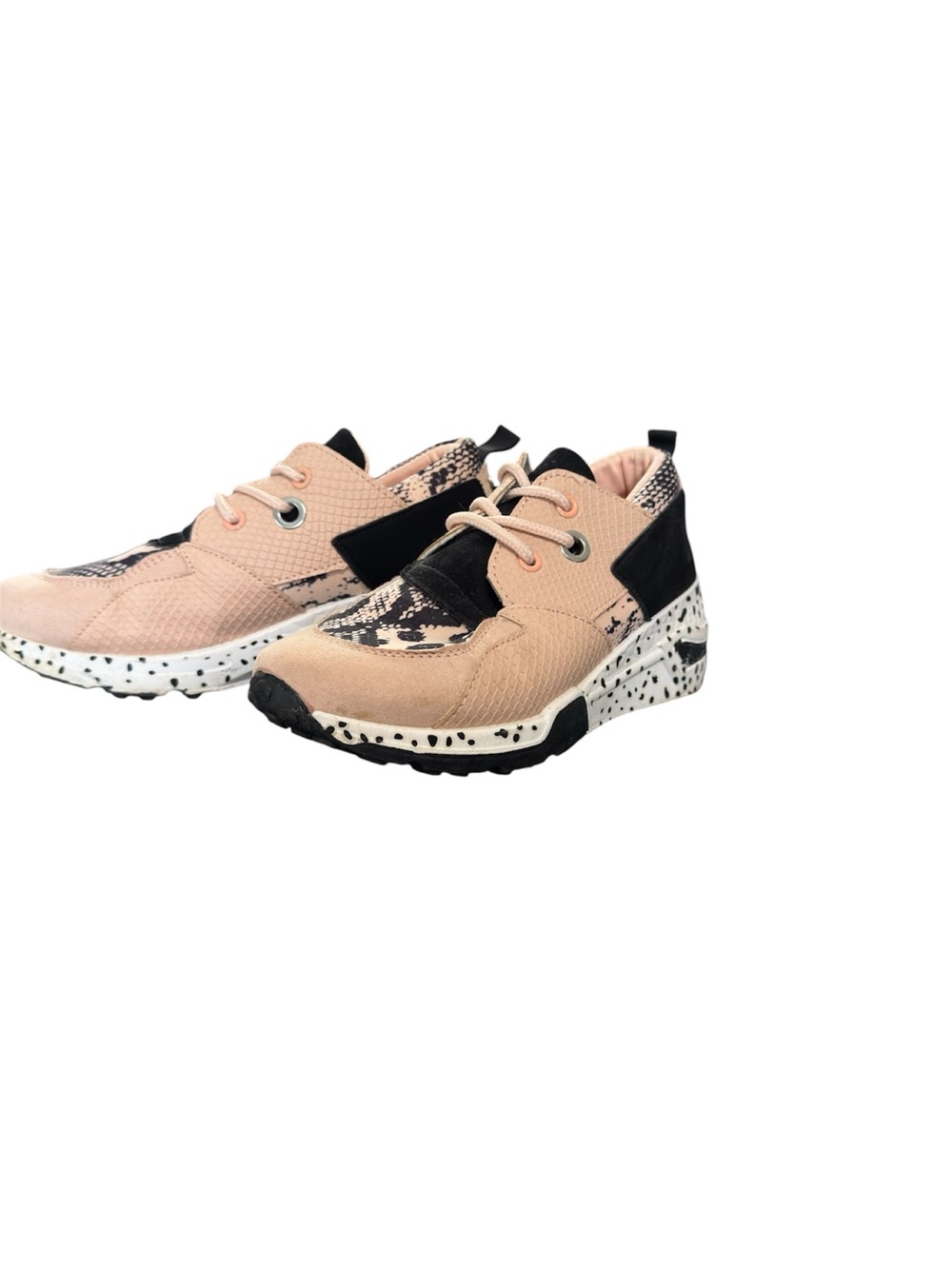 Women's Blush Pink and Black Fashion Sneakers